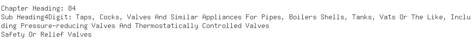 Indian Importers of pressure valve - The India Cements Limited